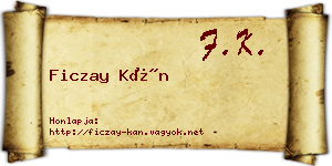 Ficzay Kán névjegykártya